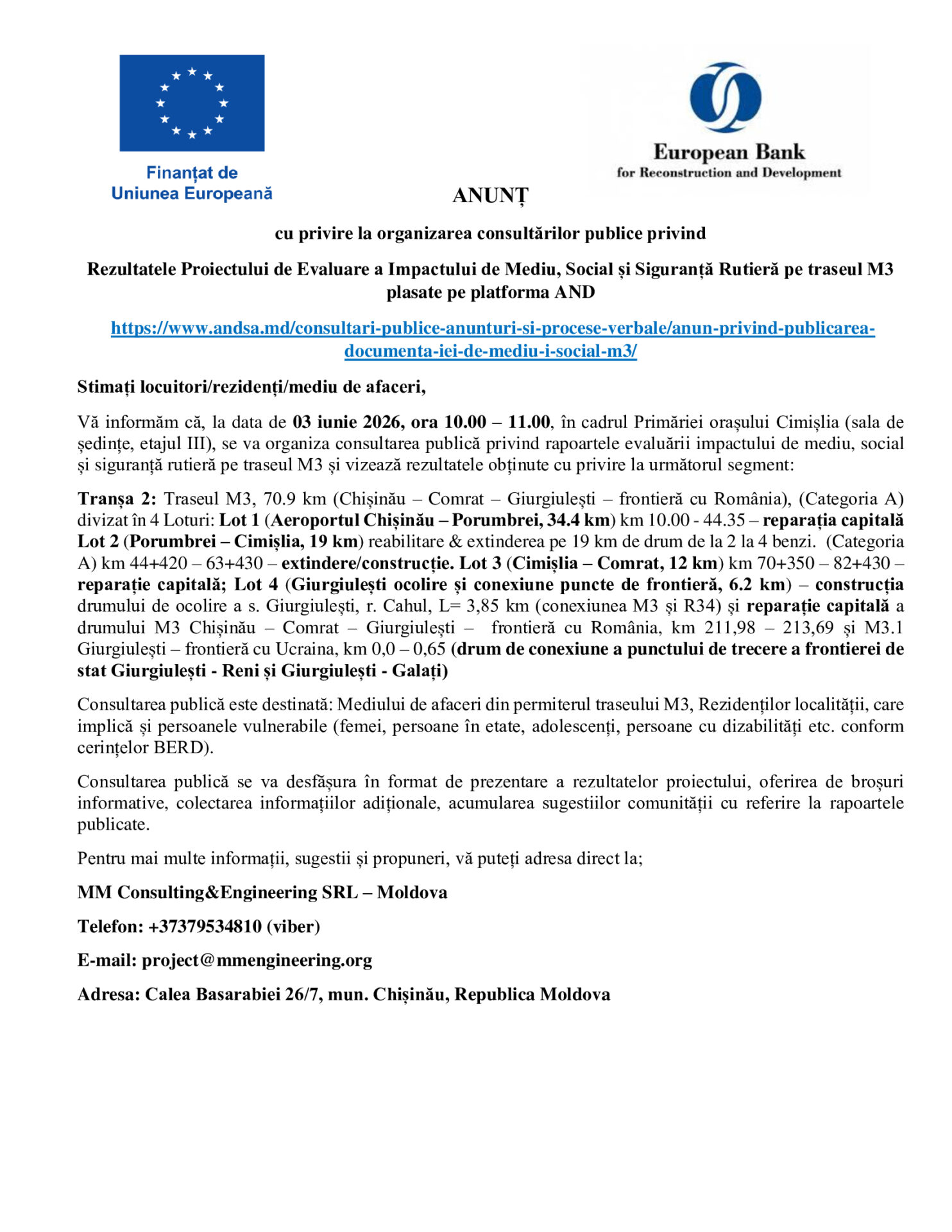 ANUNT-Consultări-Rapoarte-Traseu-M3 ANUNT-Consultări-Rapoarte-Traseu-M3
